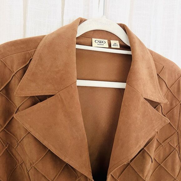 Cato Brown Soft Lightweight Textured Zip up Jacket Plus Size 18W - Picture 2 of 11